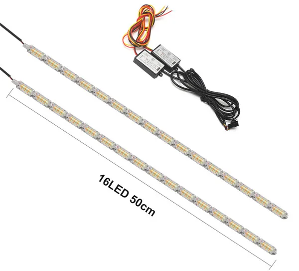 2 шт. гибкая светодиодная лента DRL Дневной ходовой светильник водонепроницаемый последовательный поток головной светильник переключатель бегунов угловой указатель поворота DRL - Цвет: 50CM 16LED