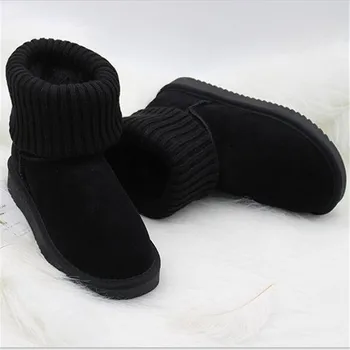 

Women Snow Boots Genuine Leather Warm Winter Boots Women Ankle Boots Warm Winter Shoes Hot Sale Free Shipping