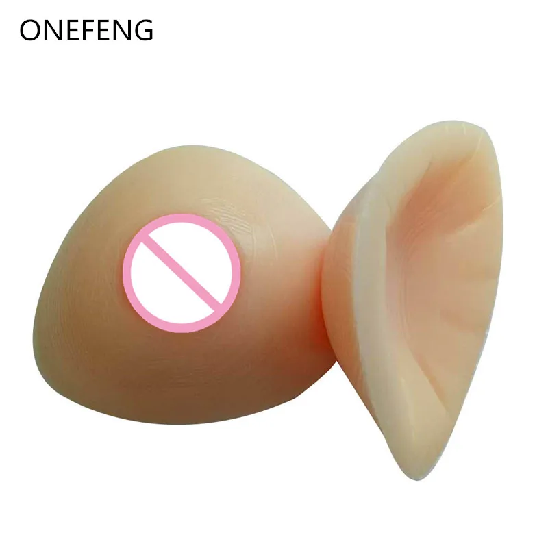 

ONEFENG High Quality 100% Silicone Gel Breast Prosthesis Triangular Shape Without Straps 2019 Hot Selling 1400-1600g/pair
