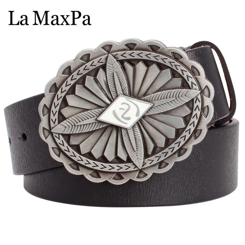 Unisex indian style belt buckle indian totem feather cross pattern men