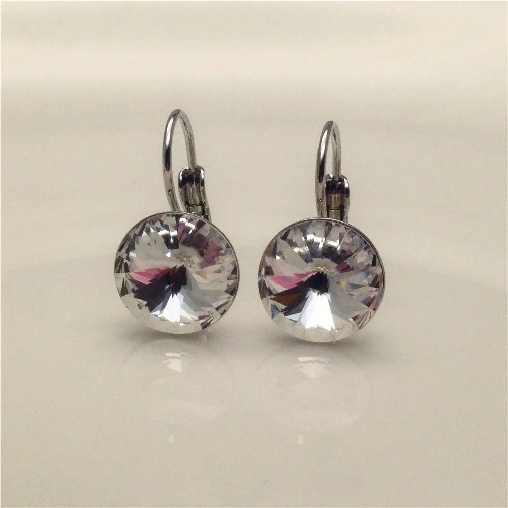 

2019 Chic Classic Rivoli French leverback Earrings Crystals From Swarovski for mother's Day gift