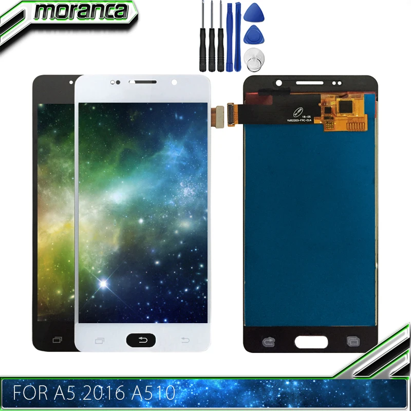 Скидка Может регулировать яркость ЖК для Samsung Galaxy A5 2016 A510 A510F A510M ЖК дисплей кодирующий преобразователь сенсорного экрана в сборе Замена