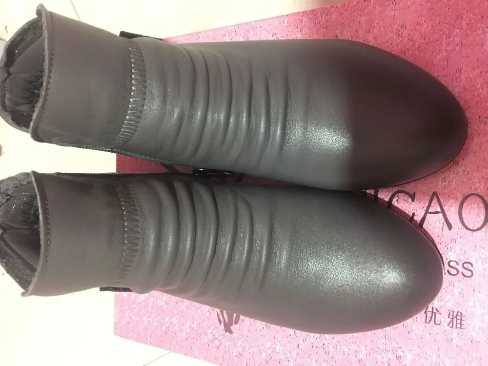 RushiMan/новые стильные простые удобные ботинки с острым носком женские ботинки из натуральной кожи нескользящая обувь средней высоты для мам