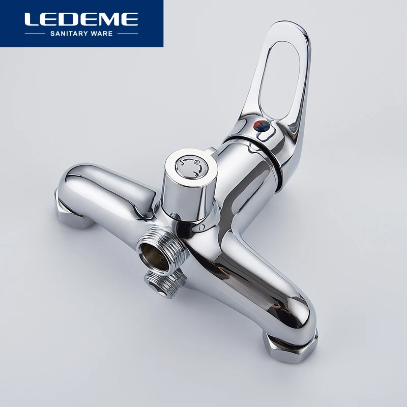 Billige LEDEME Neue Badewanne Armaturen EIN Set 27cm Länge Outlet Gedreht Messing Körper Bad Dusche Wasserhahn Griff Optionen Badewanne Wasserhahn