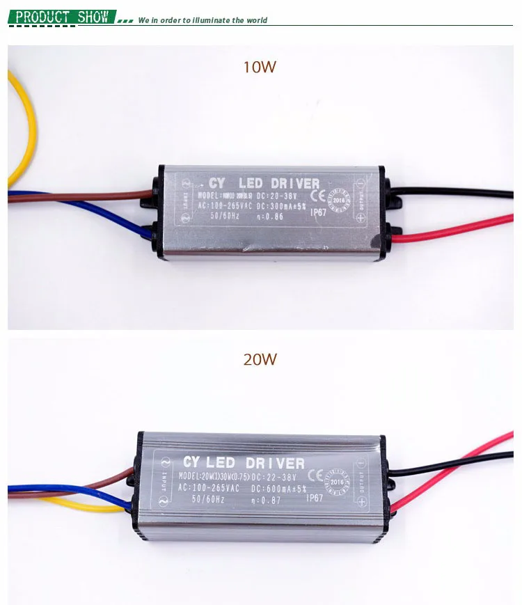 Светодиодный драйвер Трансформатор Питание мощностью 10 Вт, 20 Вт, 30 Вт, 50 Вт 70 Вт AC 100-265V DC/DC 20-38V IP67 Водонепроницаемый Светодиодный драйвер для Светодиодный S потолочные светильник
