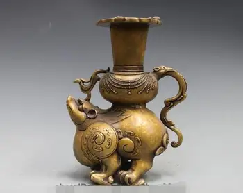 

China Royal Fengshui Pure Bronze Copper Mouse Beast Dragon Zun Vase Pot Statue