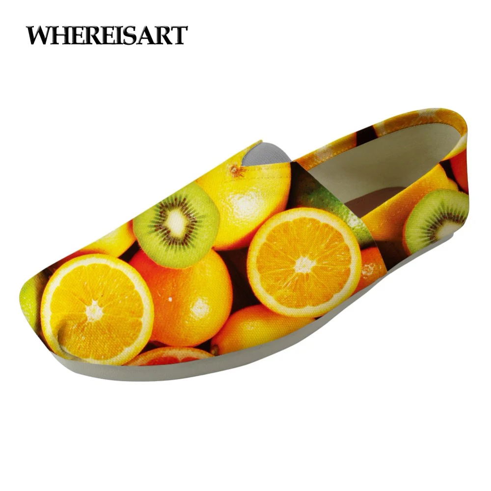 

WHEREISART Slip-on Canvas Fashion Flats Women Shoes Vivid Fruit Printing Women's Loafers Shoes Woman Lazy Leisure Zapatos Mujer