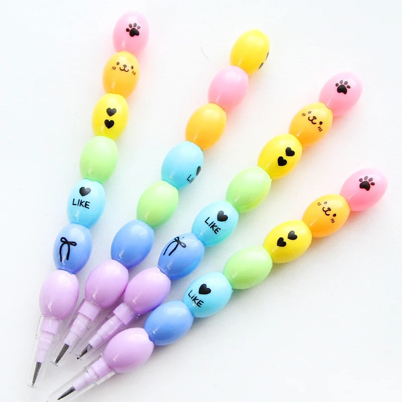 

36 pcs/Lot Rainbow color pea flexible pencil 2B Black lead pencils for school supplies Stationery material escolar Children 6169