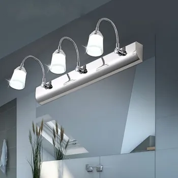 

Simple modern LED non perforated stainless steel bathroom toilet makeup cabinet lamp telescopic mirror front lamp