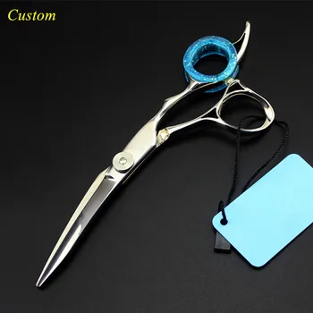 

Custom upscale japan 440c 6 inch curved cut hair scissors hair cutting makas barber haircut scissor shears hairdressing scissors