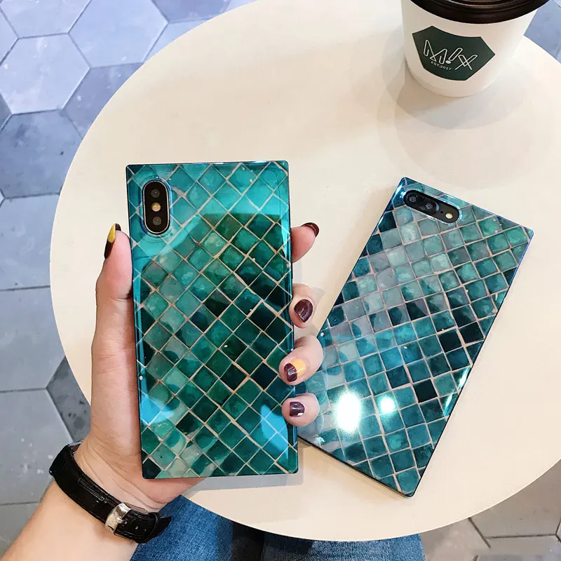 

Case For iPhone 8 7 Plus Luxury Square Silicone Cover For iPhone 6 6s Plus X 10 TPU Blu-Ray Coque Shell ipone 6 s Capa Capinha
