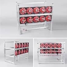 12 GPU Mining Rig Aluminum Computer ETH Open Air Stackable Case Frame for Bitcon Miner Kit EM88