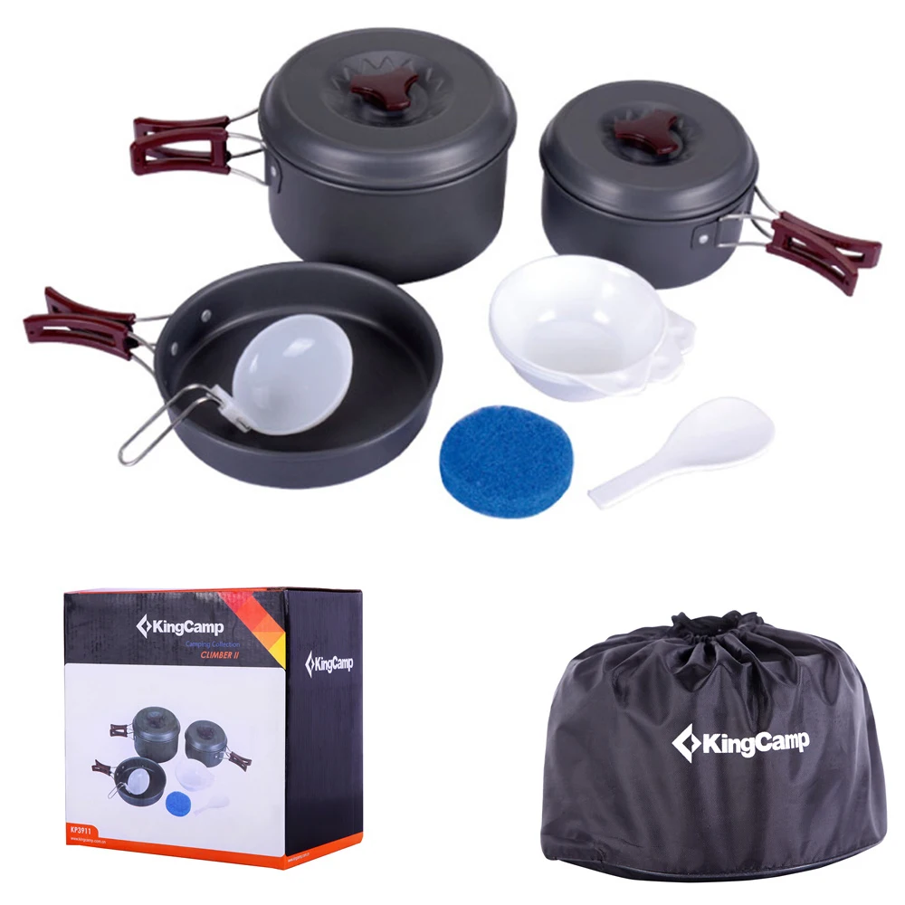 

KingCamp Outdoor Tableware Camping Hiking Cookware Set Foldable Picnic Pots for 3-4 Persons