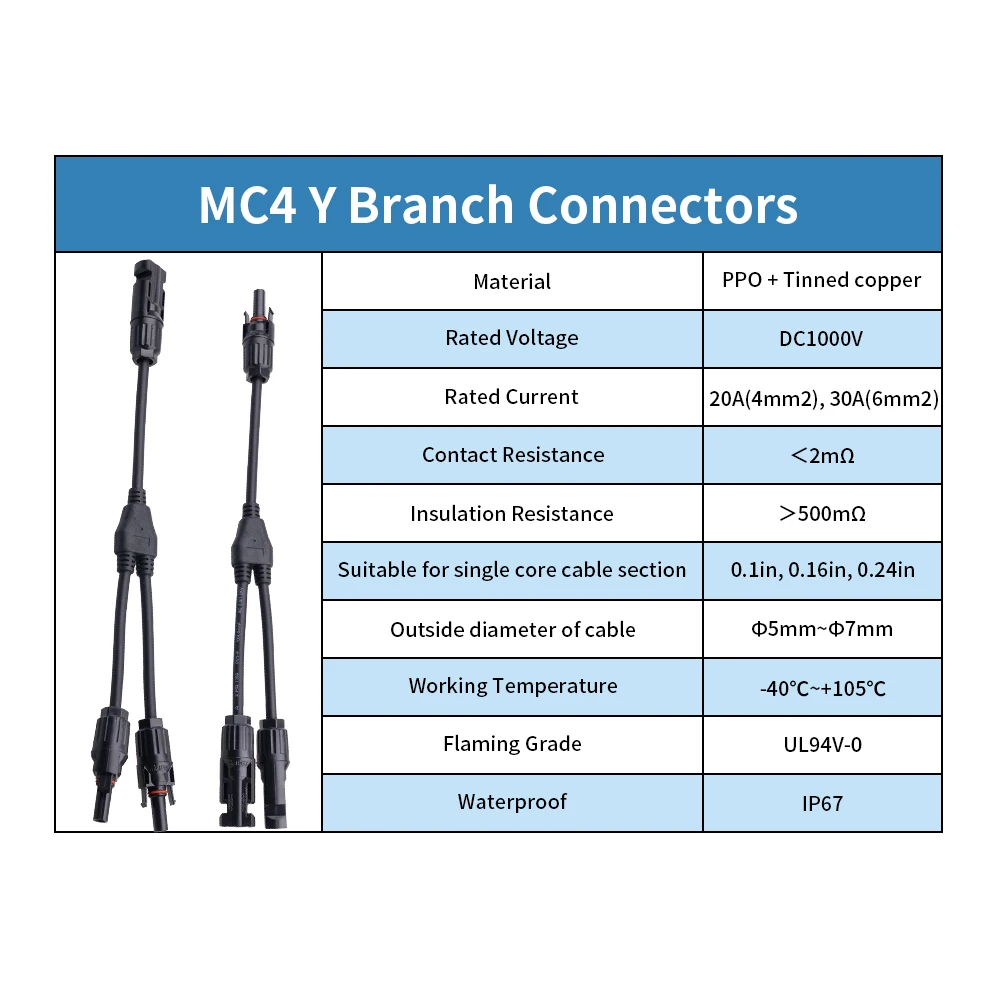 Пара MC4 разъемы Y филиал от 1 до 2 параллельный адаптер кабель провода Plug набор инструментов для солнечной панели