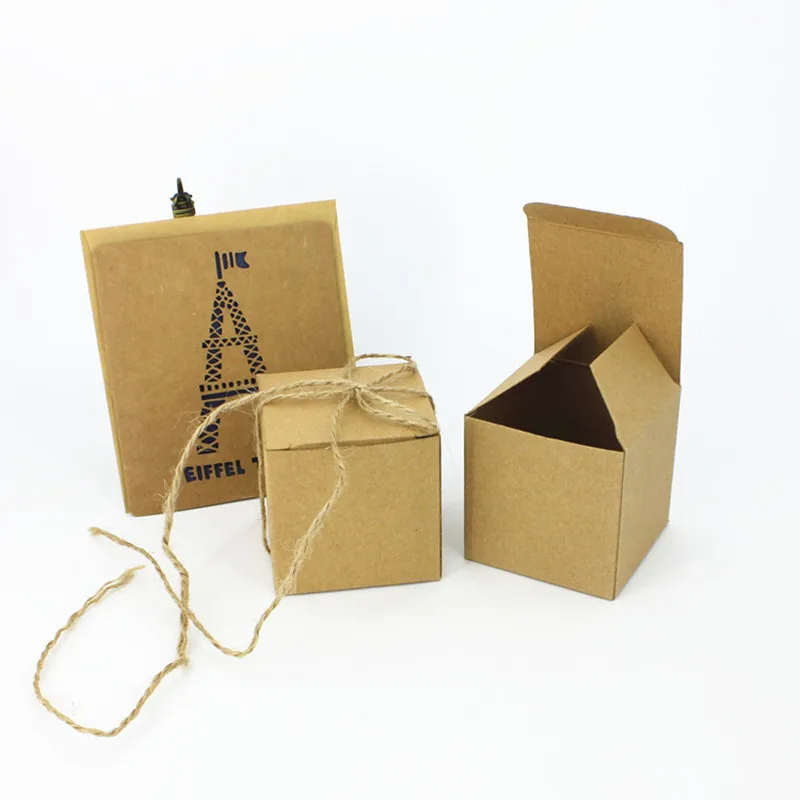 

10pcs Small Kraft Cardboard Packing Gift Box Handmade Thank You Candy Dragee Deco Mariage Wedding Party Wrapping Paper Bag