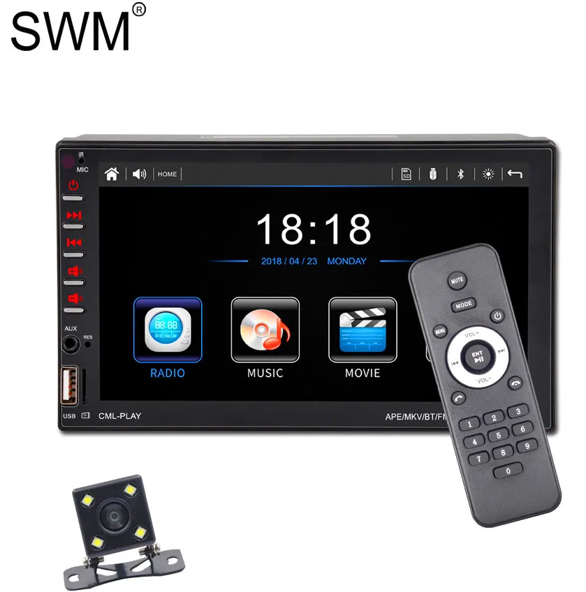 SWM " 2 Din автомагнитола стерео автомобильный мультимедийный плеер D-BUS зеркальная связь Bluetooth громкая связь Авторадио аудио радио Coche 2din FM - Цвет: with 4 Leds Camera