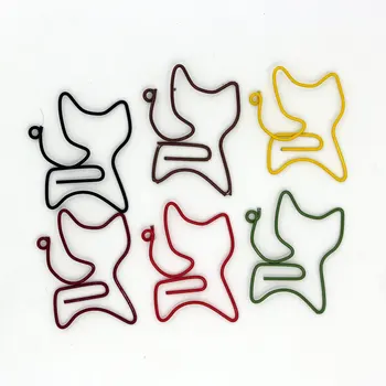 

12PC/set candy color cat shape Paper Clips Cute Kawaii Bookmark Memo Clip For Office School Supplies Stationery random color