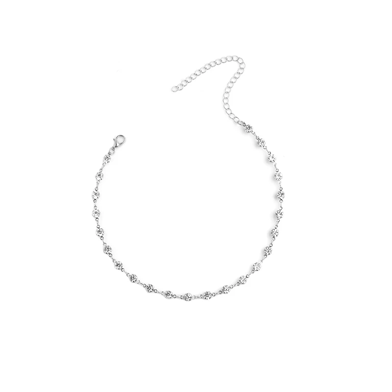 IngeSight. Z модное Простое Ожерелье-чокер с кристаллами, модные одинарные стразы на шею для женщин, массивное ожерелье, ювелирное изделие - Окраска металла: Silver