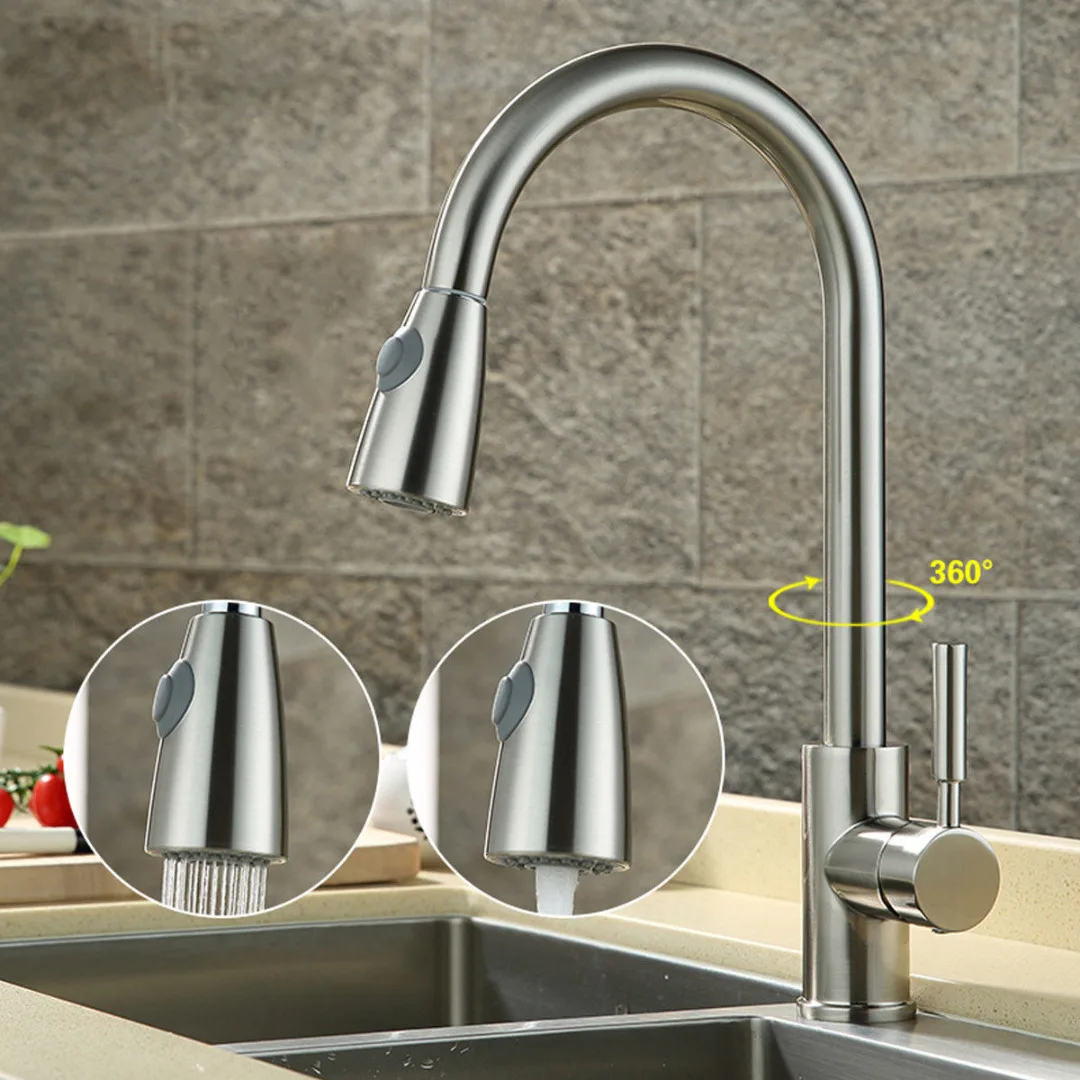 

360 Degree Swivel Hot&Cold Water Mixer Tap Pull Out Faucet Spray Sink for Kitchen Basin