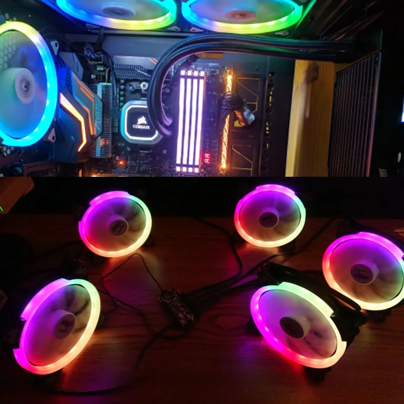 Aigo darkFlash Aurora C5, комплект, чехол для ПК, вентилятор, RGB светодиодный, 120 мм, Охлаждающие вентиляторы, регулировка, цветной, PC, cpu, чехол для компьютера, Охлаждающий радиатор