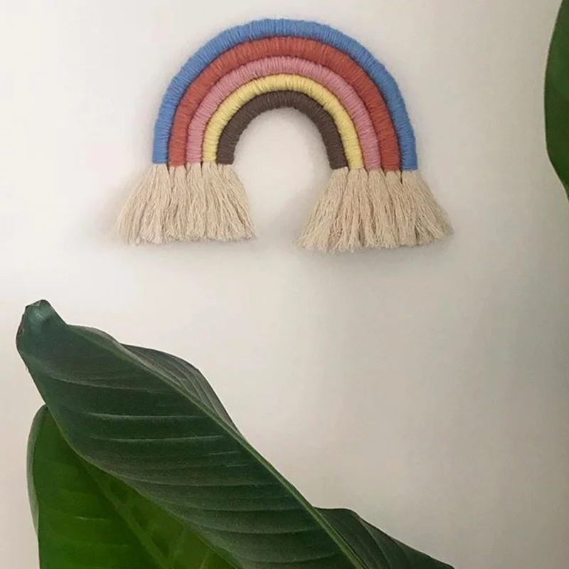 Nórdico tejido a mano Arco Iris colgante decoración para habitación de niños decoración del hogar fresco chico infantil accesorios de decoración de pared Nórdico tejido a mano Arco Iris colgante decoración para habitación de niños decoración del hogar fresco chico infantil accesorios de decoración de pared