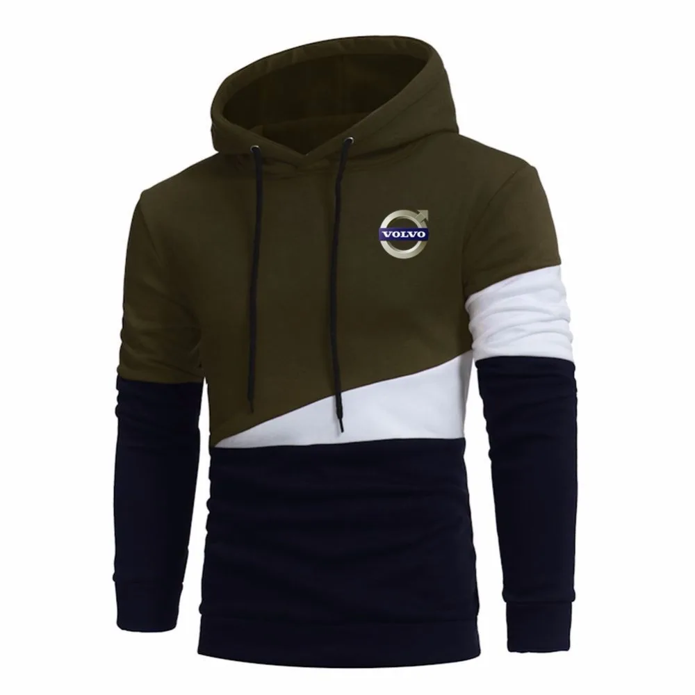 

volvo Men stitching Hoodies autumn Jacket Winter Warm Fleece Hooded Sweatshirts Man Thicken Hoody Pullover