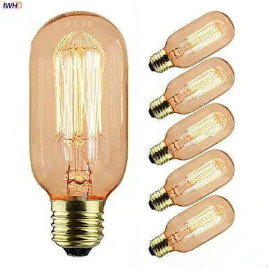 

IWHD Bombilla Vintage Light Bulb T45 40W E27 220V Lampada Edison Bulb Retro Lamp Incandescent A19 G80 St64 T45