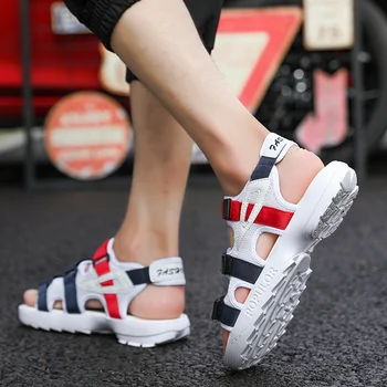 

20 Popular Ins Men Shoes Light Weight Canvas Sandals Wading Outdoor Beach Men Casual Shoes Soft Flats Mesh Flip Flop Lazy Shoes