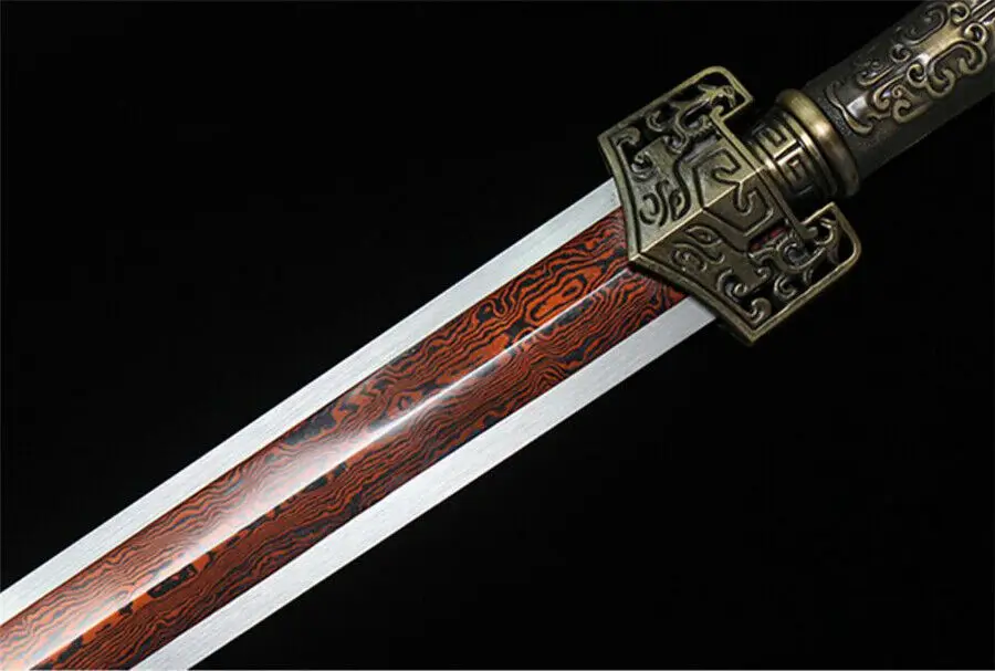 Высокое качество KungFu Han jian меч острый меч катана Красный Клинок из дамасской стали лезвие металлическая ручка