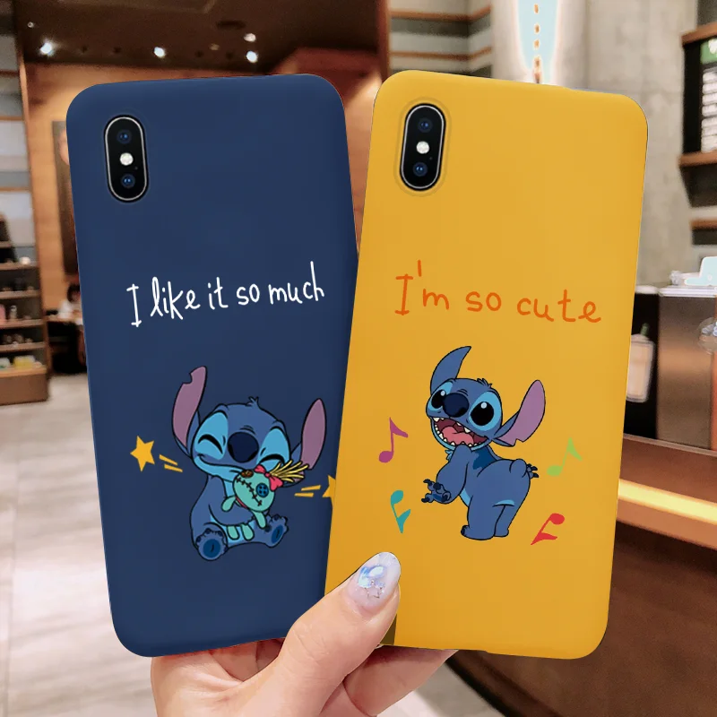 

Couple Stitch Silicone Case For iPhone Xs Max 7 8 Plus Fundas Coque For iPhone X 6 6s Plus XR 7plus TPU Cartoon Colorful Cover