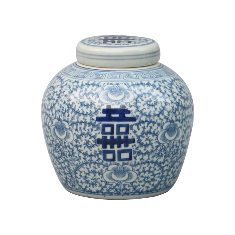 Jingdezhen Old Blue And White Ginger jar New Chinese temple jar Antique Study Wedding Decorations porcelain ceramic jar vase 5