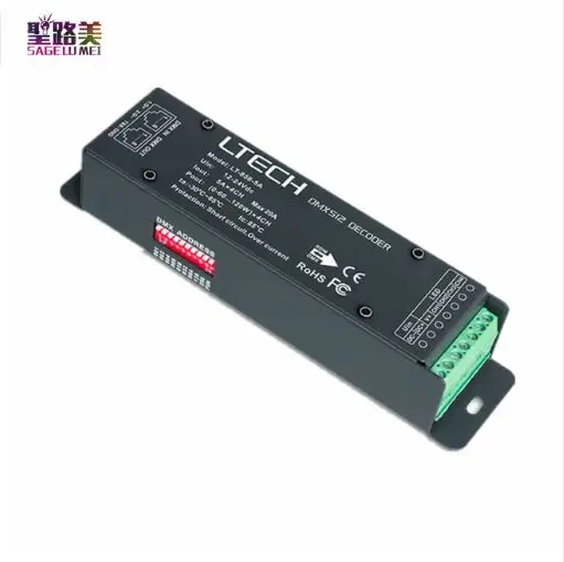 

2019 DC12-24V Led Controller LT-858-5A DMX RDM LED Decoder 4CH CV RGBW Strip Controller 5A*4CH Max 20A RJ45 for led light ribbon