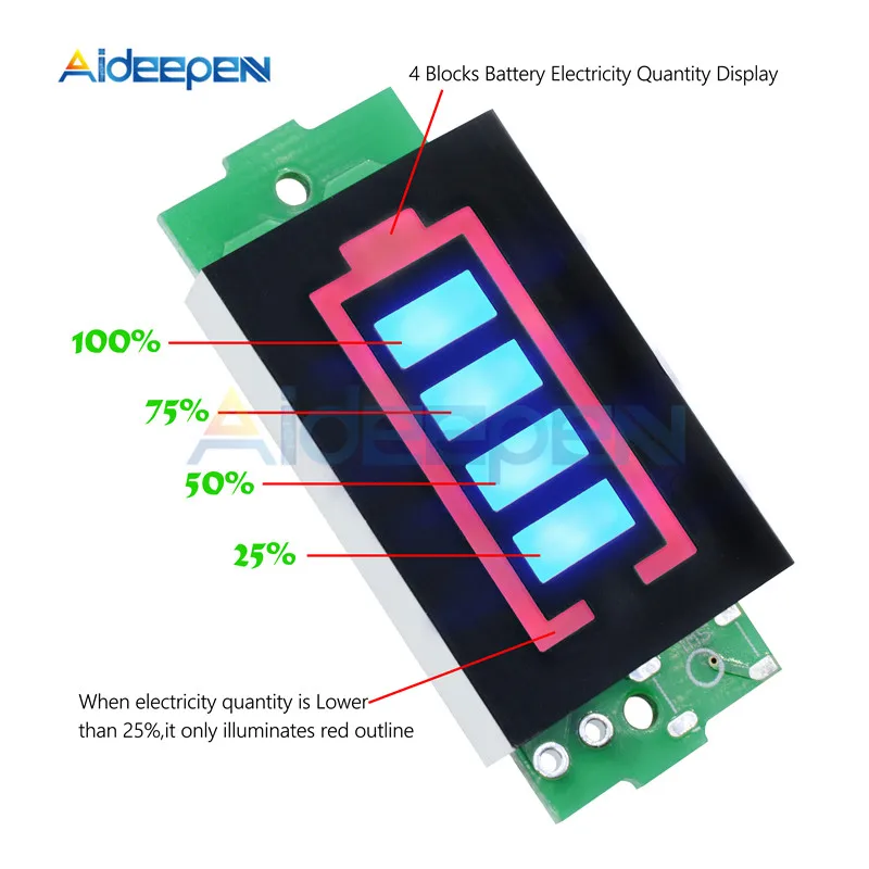 

1S 2S 3S 4S Lithium Battery Capacity Indicator Module Blue Display Electric Vehicle Battery Power Tester 12V Power Indicator
