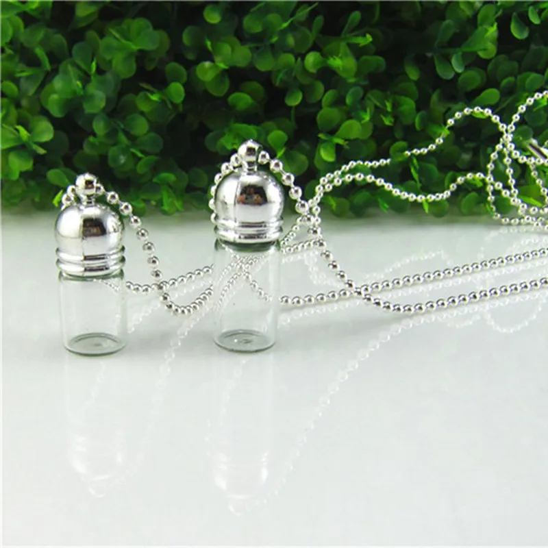 

2 Size Mini Glass Bottle Pendant Necklace Perfume, essential oil Keep Small Bottle Necklaces For Women Collares 19052