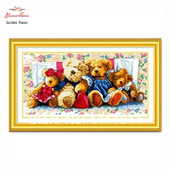 

Needlework,Cross stitch,Sets For Embroidery kits, DIY DMC family of bears picture Patterns Counted Cross-Stitching,Christmas art