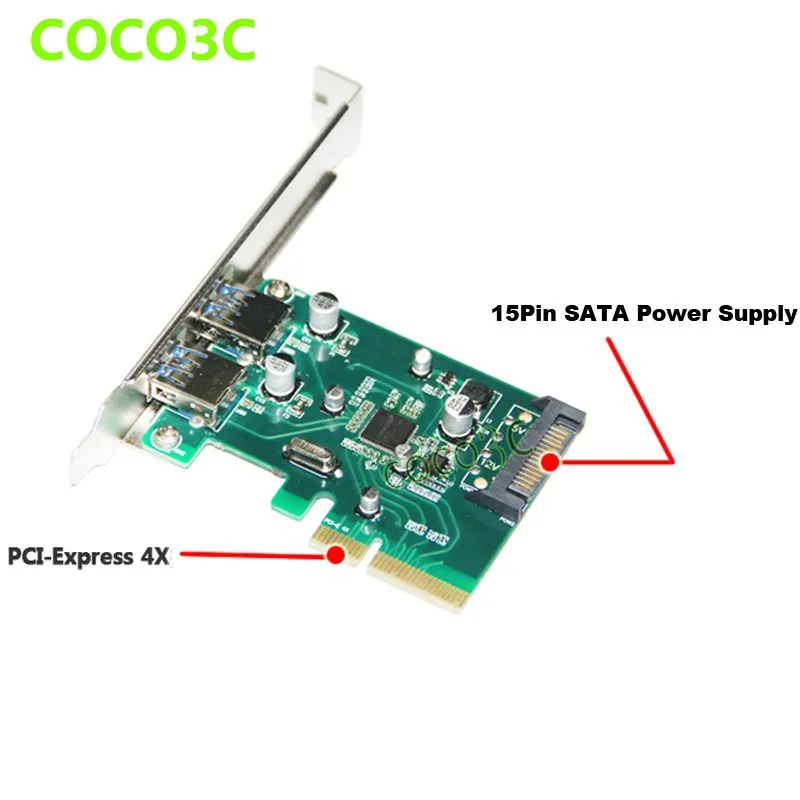 PCI-e x4 to USB3.1 Converter Adapter Superspeed 10Gbps 2 ports USB 3.1 Type-A PCI express Controller Card  Compliant desktop PCIe 8x 16x