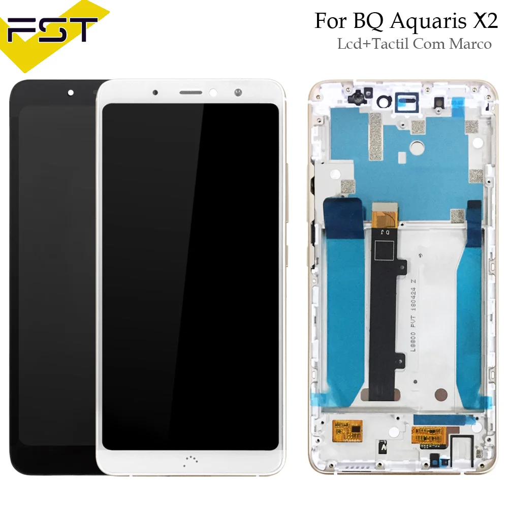 

Black/White For BQ Aquaris X2 LCD Display With Touch Screen Digitizer For BQ X2 LCD Pantalla Tactil Con Marco