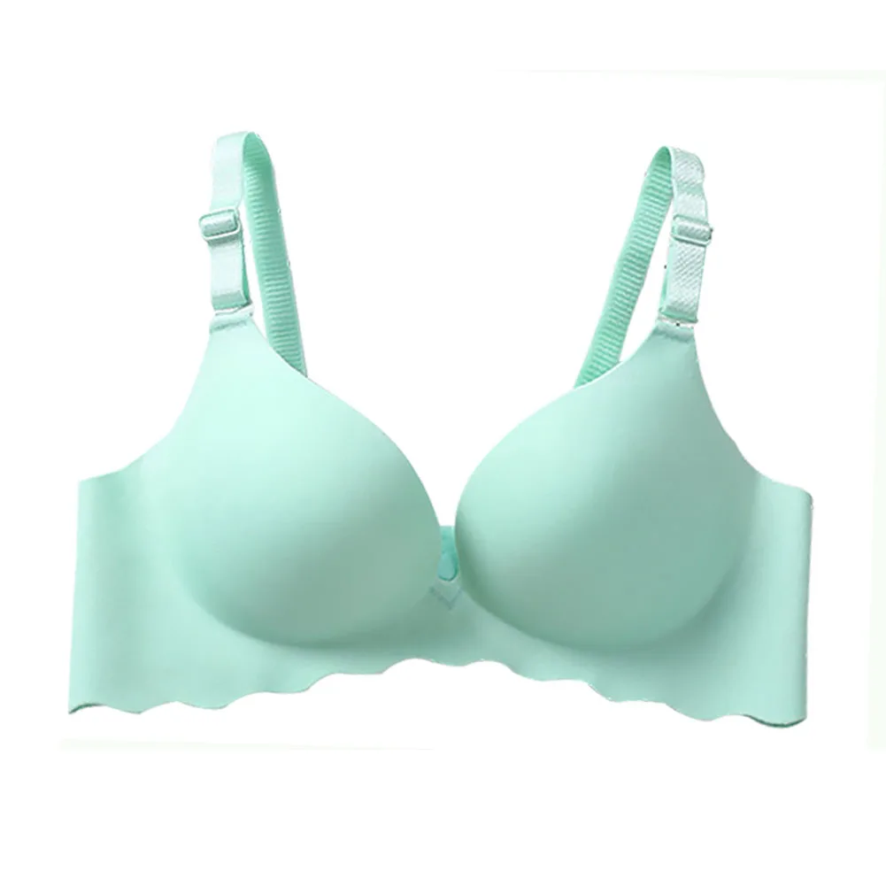 Women Bra No Rims No Trace Soft Intimates Breathable Smooth Gather Underwear Elasticity Solid One Piece Seamless