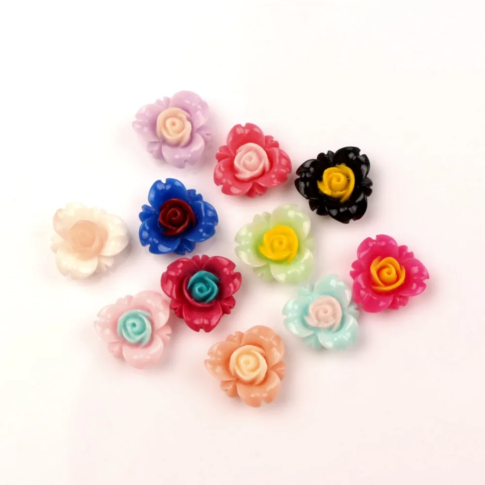 

50Pcs 15mm Mixed Resin Flower Cabochon Flatback Decoration Crafts Embellishments For Scrapbooking Diy Accessories