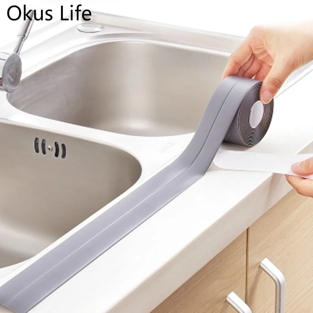 

New Self Adhesive Kitchen Ceramic Sticker Waterproof Anti-moisture PVC Sticker Bathroom Wall Corner Line Sink Stickers 3.8*320cm
