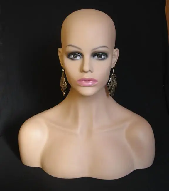wholesale fashion 56cm female mannequin head display plastic bust,human