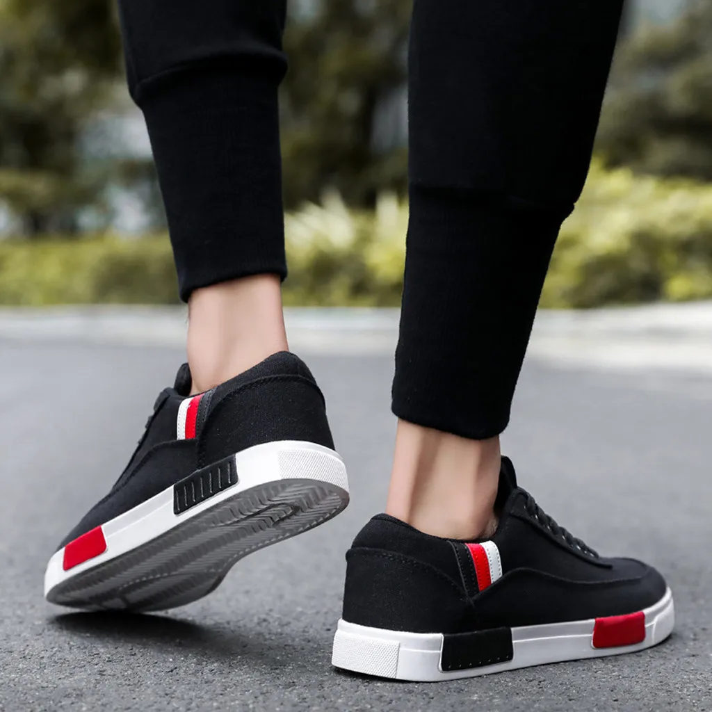 

men shoes 2019 spring summer mixed color Men's Breathable Canvas Lace-Up Sneakers Solid Color Outdoor Casual Work Shoes