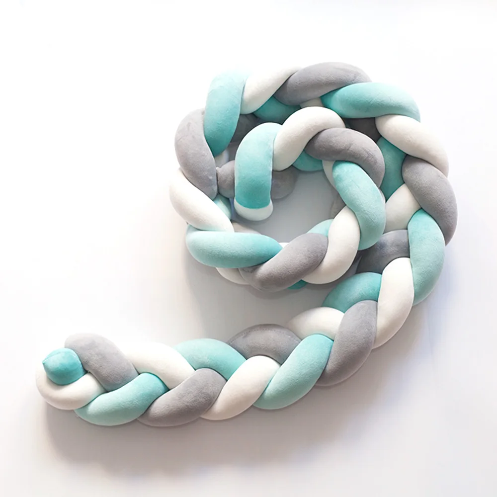 2M Newborn Baby Bed Bumpers 2 Colors Knotted Braid Infant Crib Bed Room Wall Decor Baby Bumpers Winter Warm Photo Props