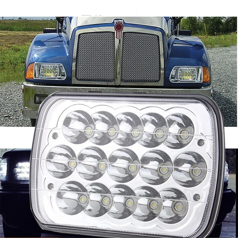 Chrome Auto Accessories Headlight 7 Square Car Lights LED Rectangular Headlight 5x7 For Jeep Truck Moto Driving Light