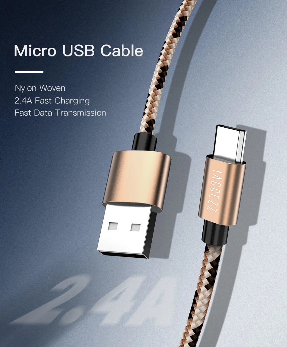 ACCEZZ Micro USB кабель Android для samsung S6 S7 Xiaomi Redmi Note 5 Pro LG 2.4A мобильный телефон быстрая зарядка данных Провода Кабели