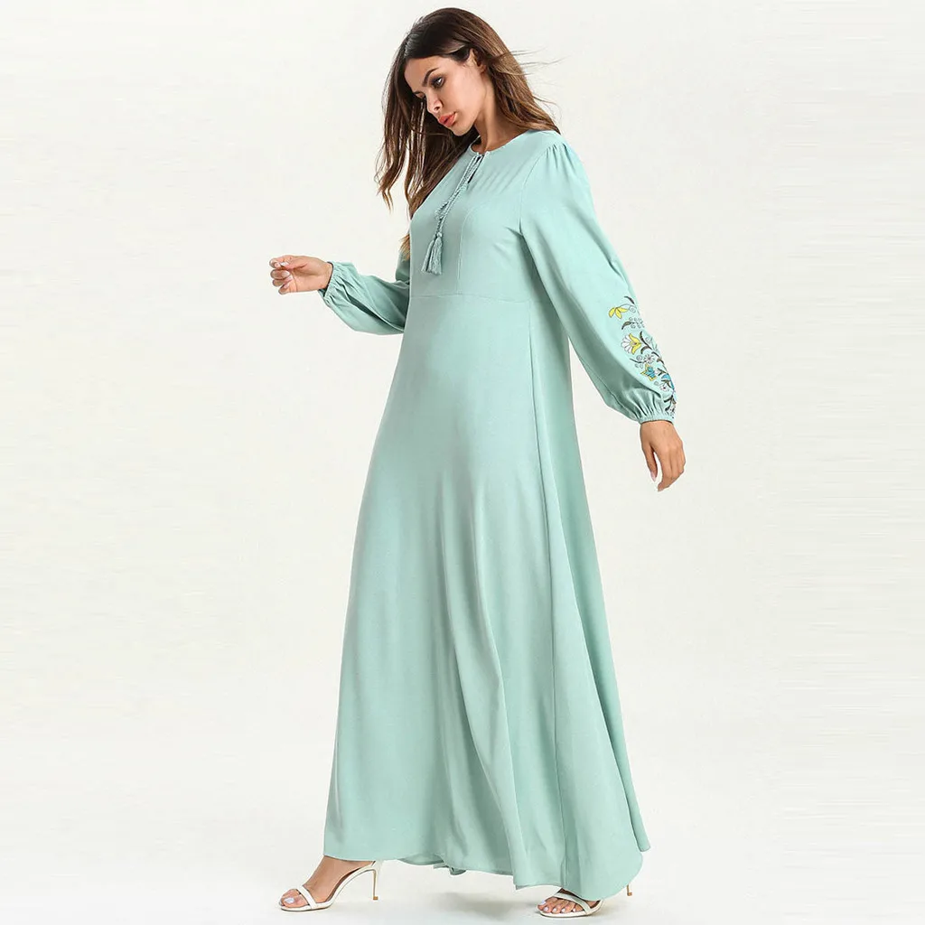 Однотонное мусульманское платье для женщин, халат, Исламская мусульманская абайя, длинное кафтан marocain, Дубай, женское платье# G8