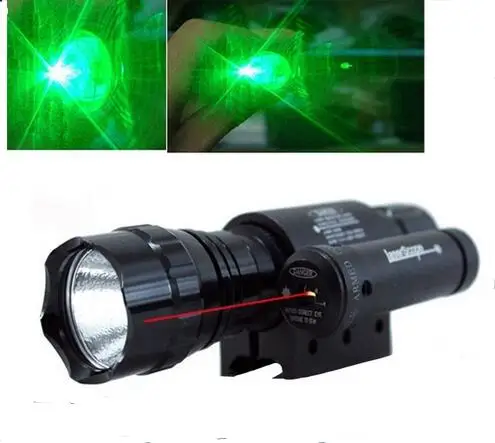 

High Quality Tactical Combo Adjustment Zoom CREE Green Laser Flashlight Special Hunting With Red Dot Laser Sight