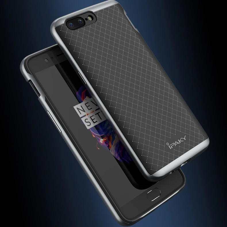 

iPaky Brand Luxury 2 in 1 Dual-layer Full Coverage Silicone Protector Case for One PLUS 5 Protective Cover Shell for OnePlus5