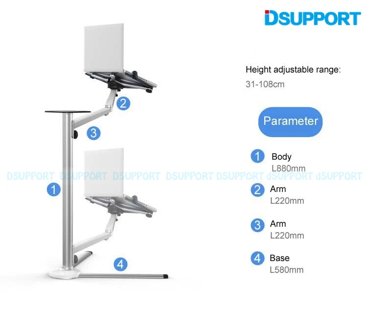  Dsupport UP-6S Universal Tablet Floor Stand for 7-13 inch Tablet PC/3.5-6 inch Smartphone Lazy Hold