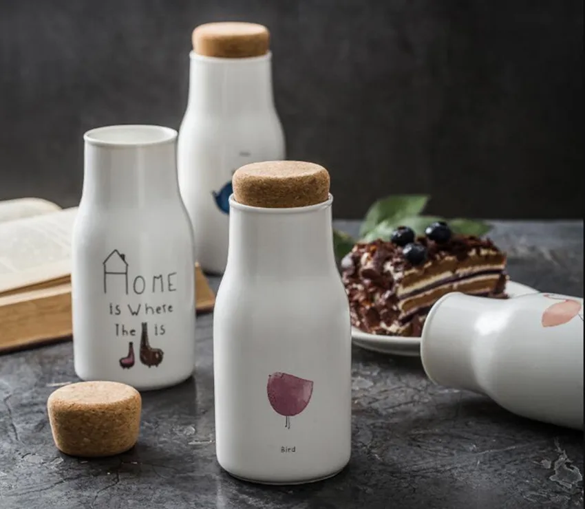 

380ML Handy Coffee Milk mugs Office Outdoors Travel Matte Water Cup Cartoon Animal Water Bottle Ceramic Cup Mug